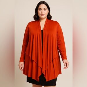 🍂 Susan Graver Liquid Knit Waterfall Cardigan – Size 2X